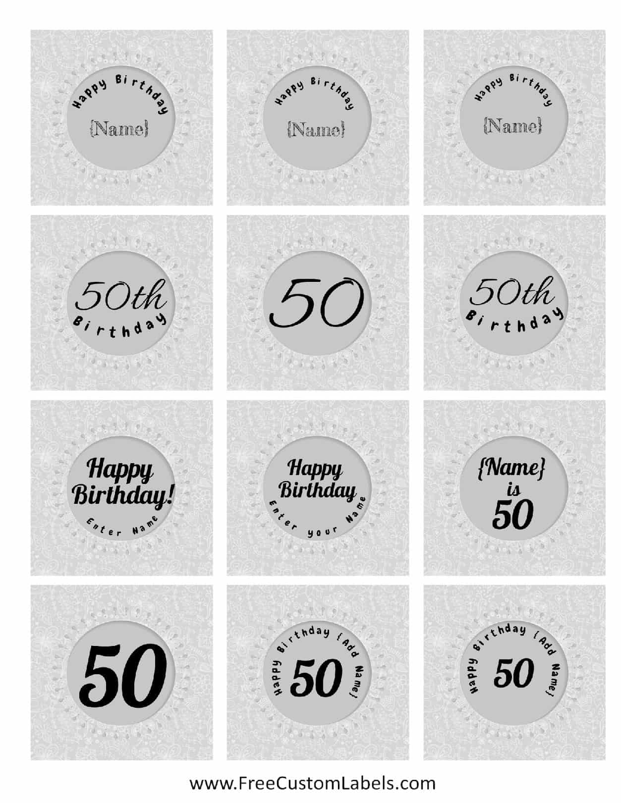 50th Birthday Cupcake Toppers Free And Customizable