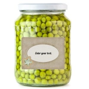 label on jar of peas