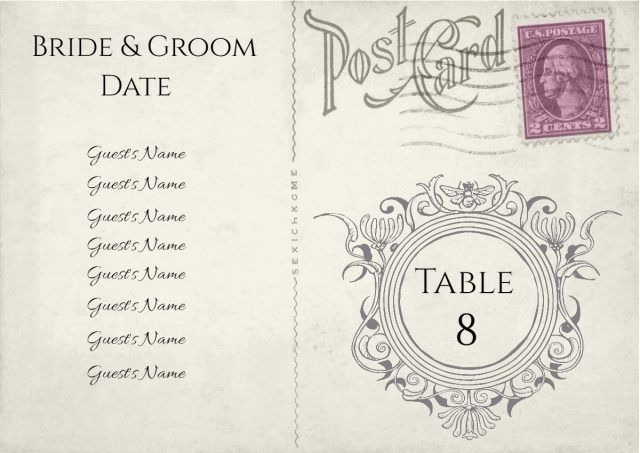 table number with list of guests